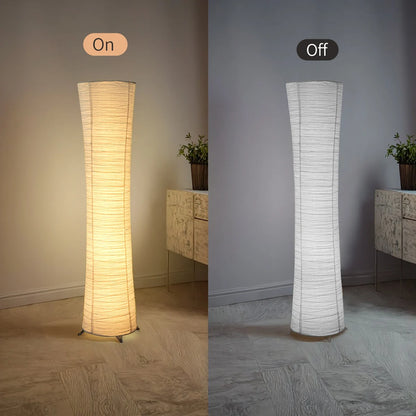 paper and chrome-plated standing floor lamp