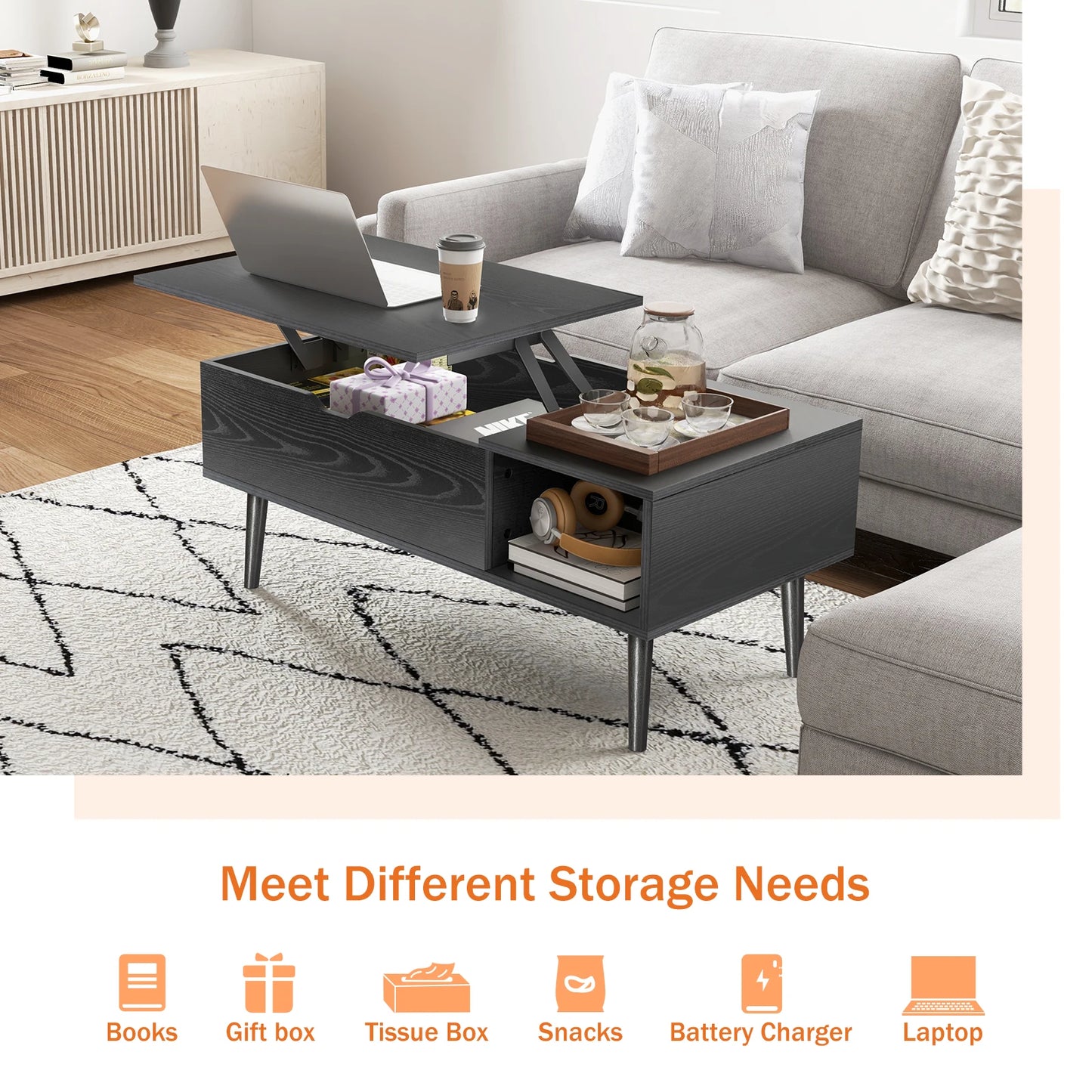 39.37"x19.7" Easy Lift Top Coffee Tables