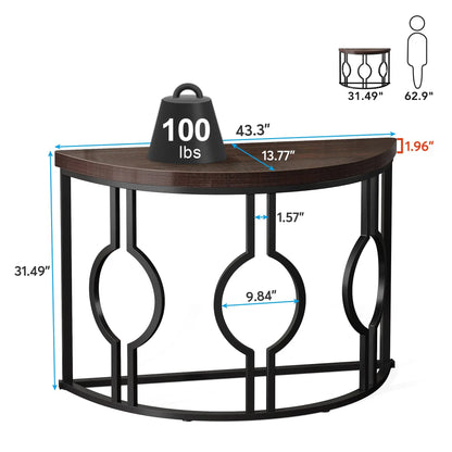 Half Moon Semi Circle Sofa Table with Geometric Base