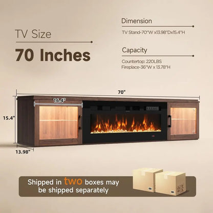 70"Floating TV Stand with Fireplace