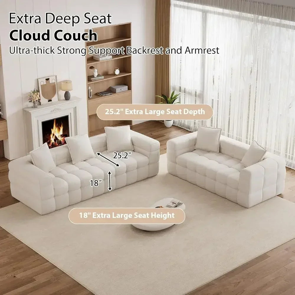 Cloud Sherpa Couch Set with 5 Pillows