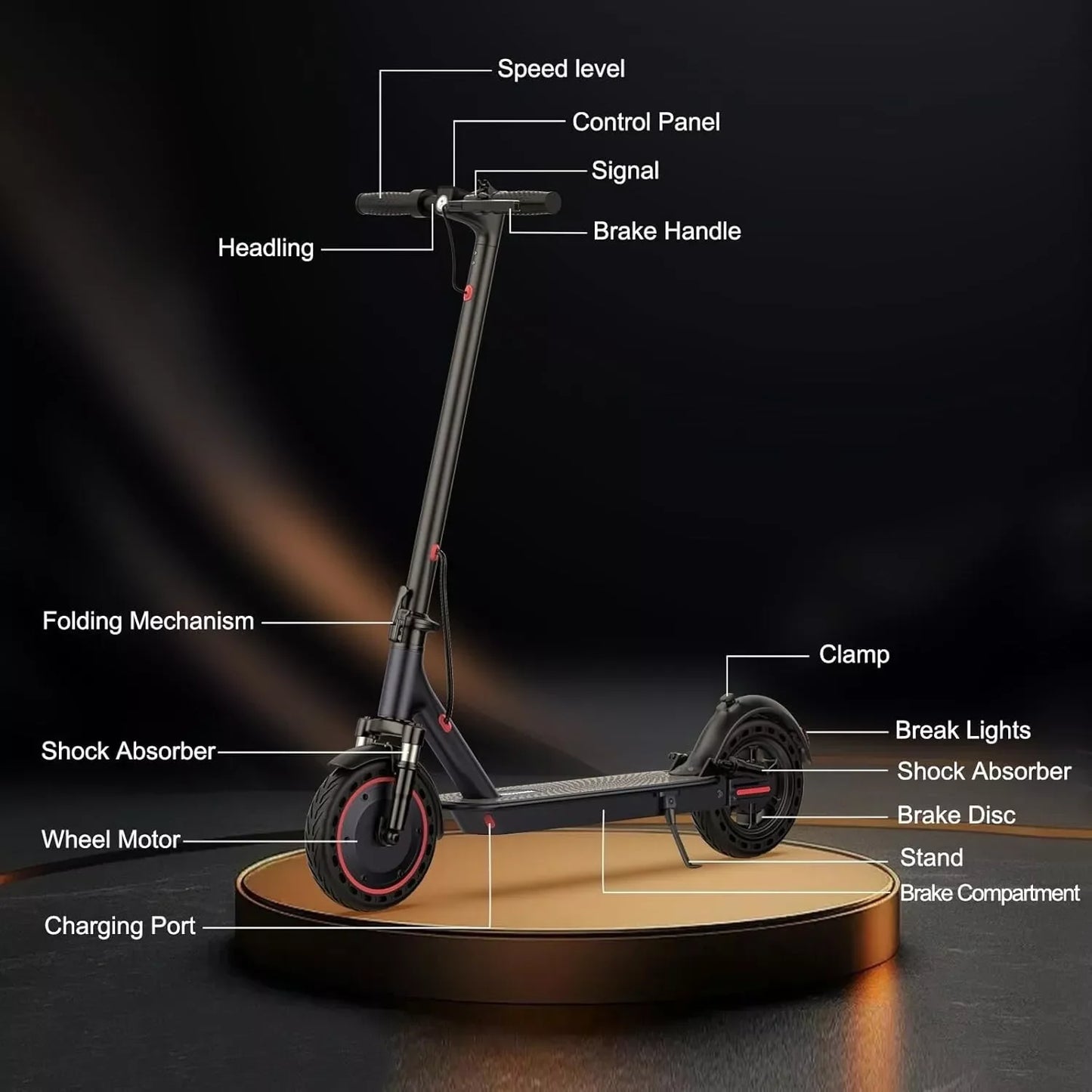 500W 22MPH Adult 10inch Electric Scooter Shock-absorbing