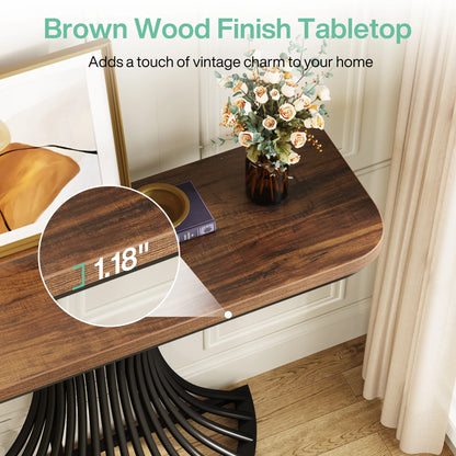 39-Inch Small Console Table with Metal Base