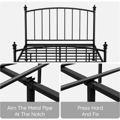 All Size Metal Platform Bed Frame, Victorian Wrought Iron-Art Design