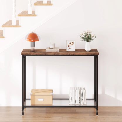 Narrow Entryway Console Table with Glass Shelf