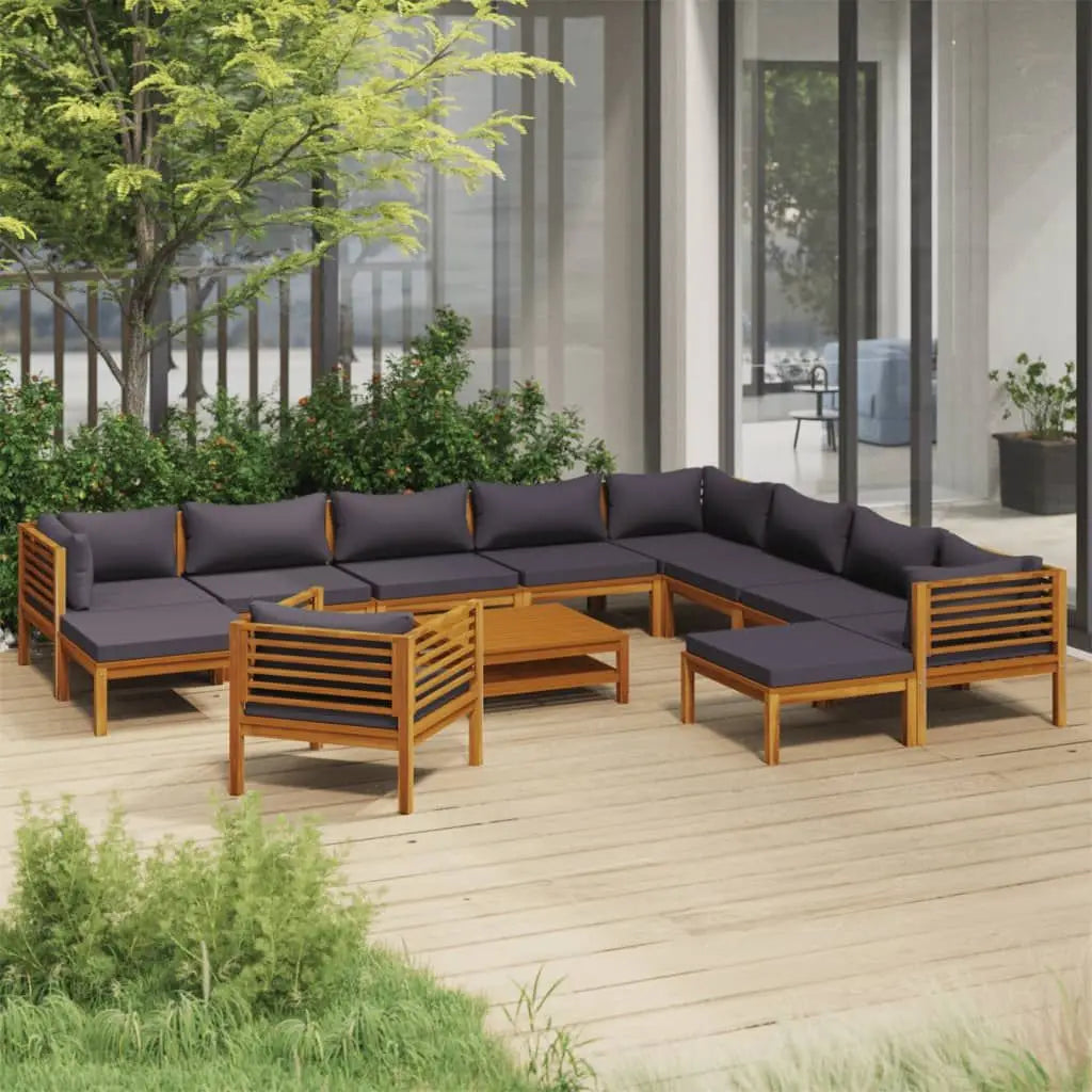 12-Piece Solid Acacia Wood Patio Lounge Set