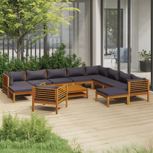 12-Piece Solid Acacia Wood Patio Lounge Set