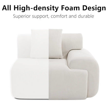 122" Boneless Modular Sectional Sofa with Ottoman