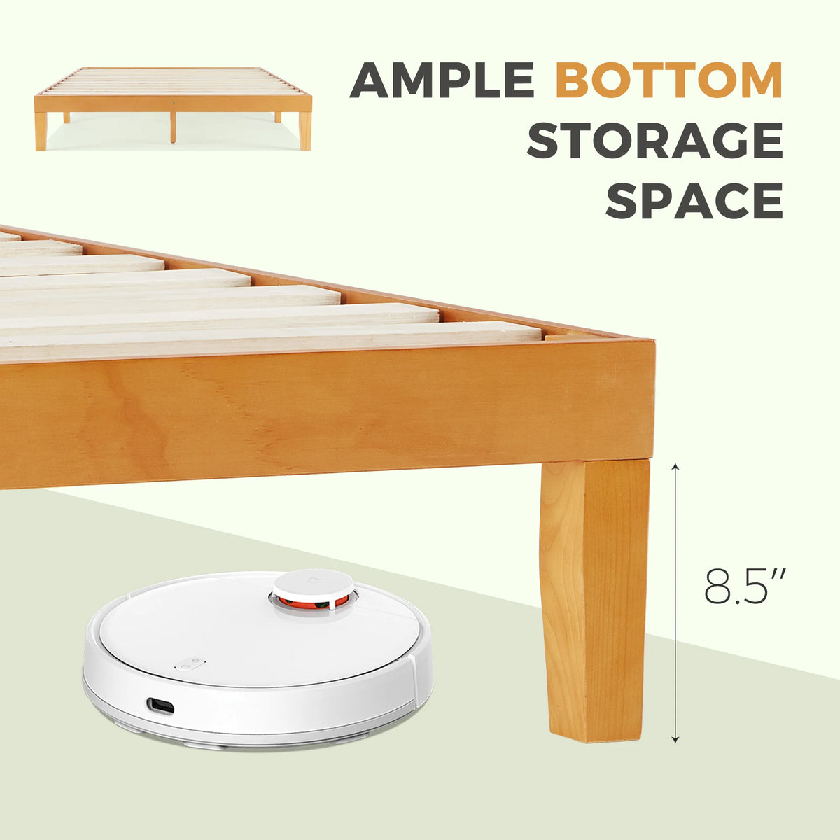 Solid Wood Bed Frame with Sturdy Slats