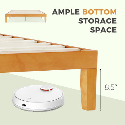 Solid Wood Bed Frame with Sturdy Slats