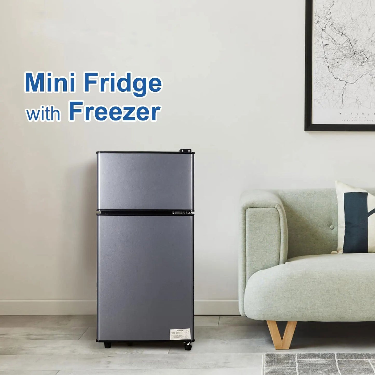 2.9 Cu.Ft Mini Fridge with Freezer, Low Noise.