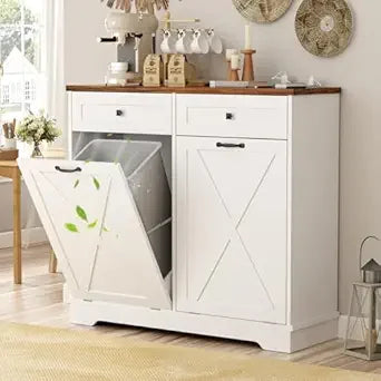 10 Gallon Recycling Double Tilt Out Trash Cabinet