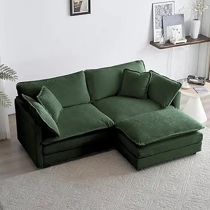 76.7" Convertible Modern L Shaped Sofa Set with Ottoman