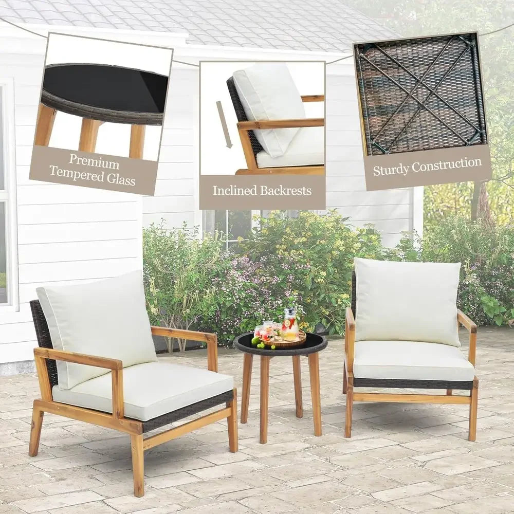 3-Piece Wicker Patio Furniture Set