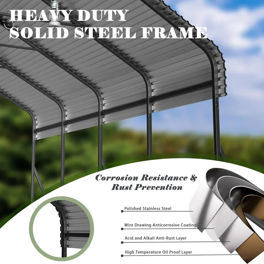 12x20 Heavy Duty, Metal Carport with Reinforced Frame