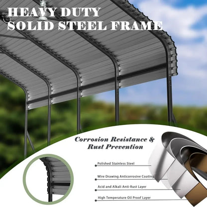 12x20 Heavy Duty, Metal Carport with Reinforced Frame