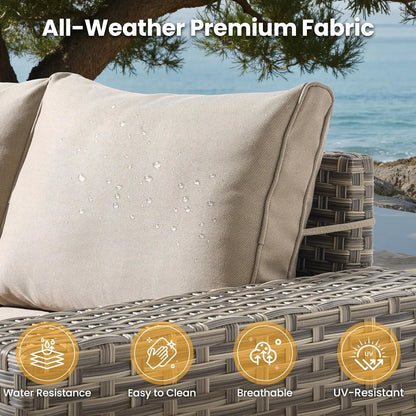 5Pcs Conversation Patio Furniture Set with Solar Lamp