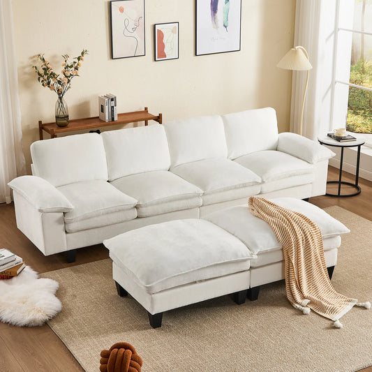 122-Inch 6-seats Double Foam Cushion Convertible Sectional