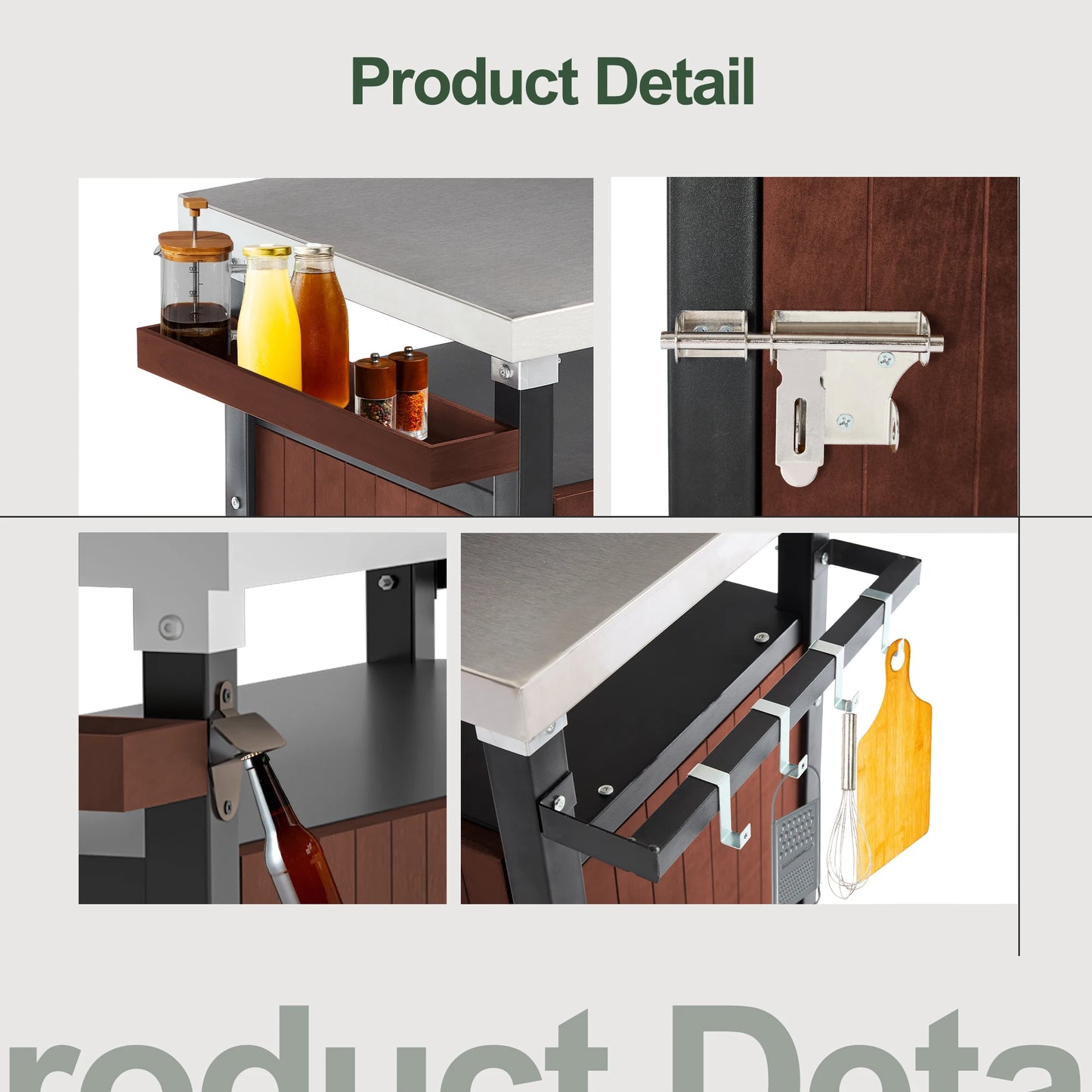 Outdoor Grill Cart with Stainless Steel Tabletop