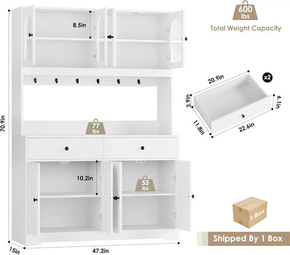 71" LED Kitchen Pantry Cabinet with Power Outlet