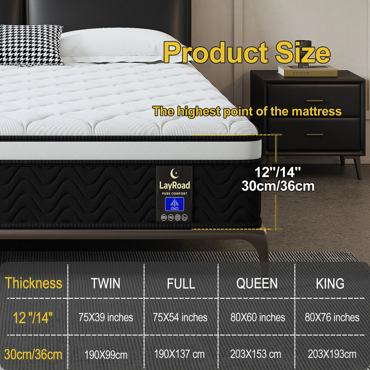 12 Inch Gel Memory Foam Hybrid Mattress