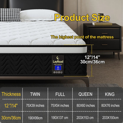 12 Inch Gel Memory Foam Hybrid Mattress