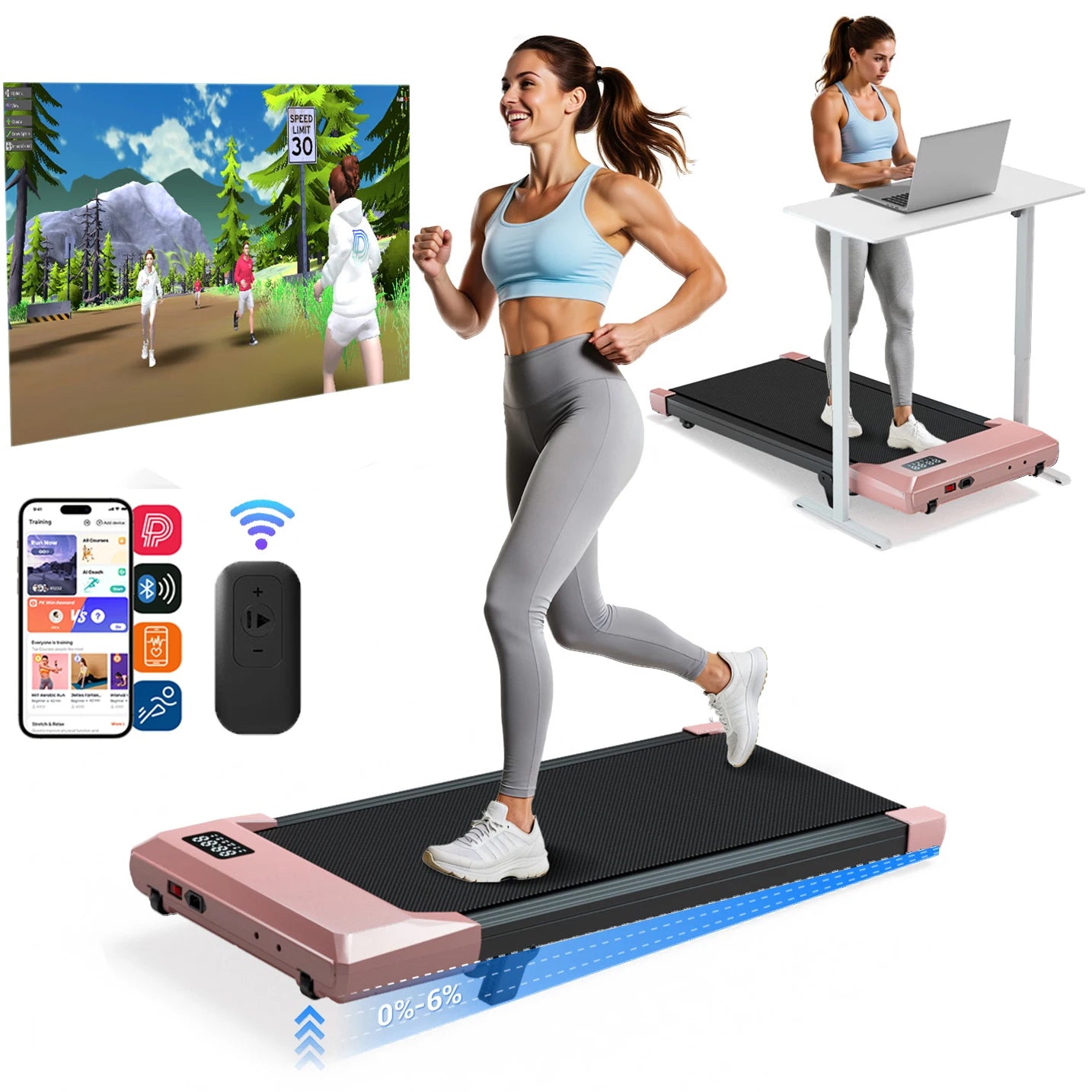 Foldable 6% Slope Under Desk Treadmills