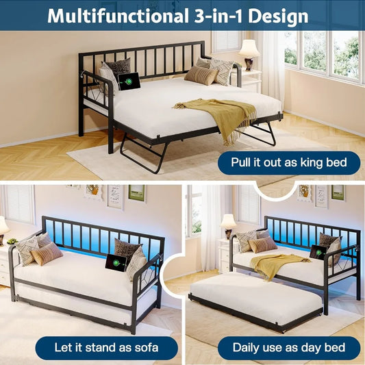 Daybed Frame with Steel Slats Support
