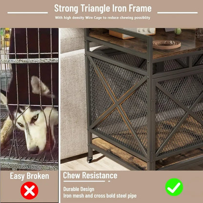 Heavy Duty Dogs Furniture Indoor Wire Dog Cage with Caster Wheels
