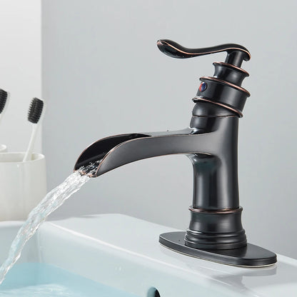 Waterfall Bathroom Faucet Oil Rubbed Bronze Single Handle Lavatory Mixer Tap  Vessel Sink Faucet Farmhouse Vanity  Sink Faucet