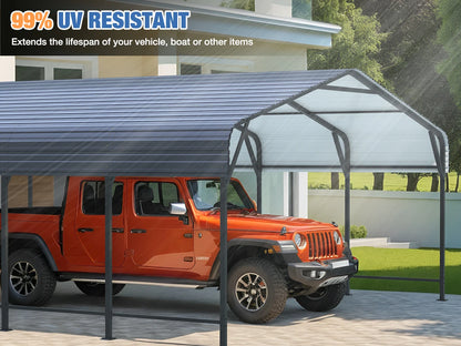 10x15~20x40FT Multi-Size Metal Carport with sturdy base