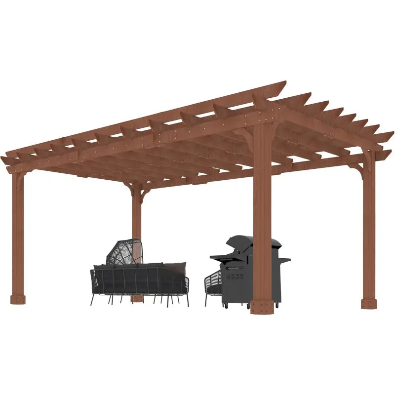 12x16 FT Cedar Pergola with Flat Roof