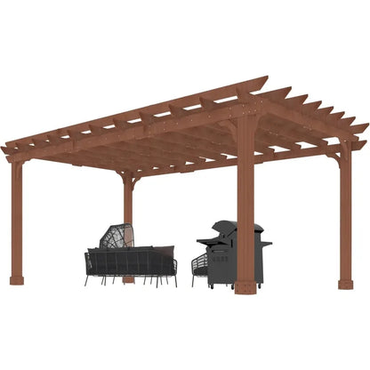 12x16 FT Cedar Pergola with Flat Roof