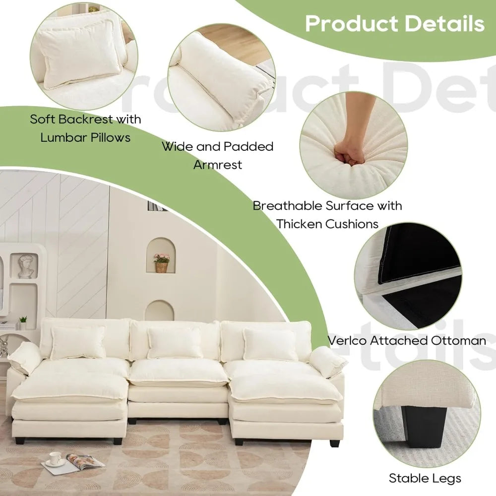 120" Modular Sectional Sofa, with Ottoman