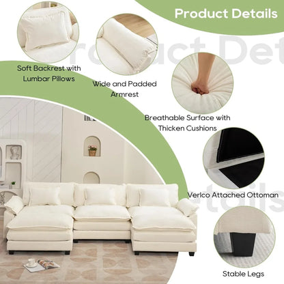 120" Modular Sectional Sofa, with Ottoman