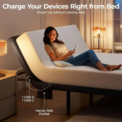 Queen Adjustable Bed Frame with Wireless Remote