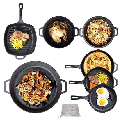8-Piece Pre-Seasoned Cast Iron Cookware Set