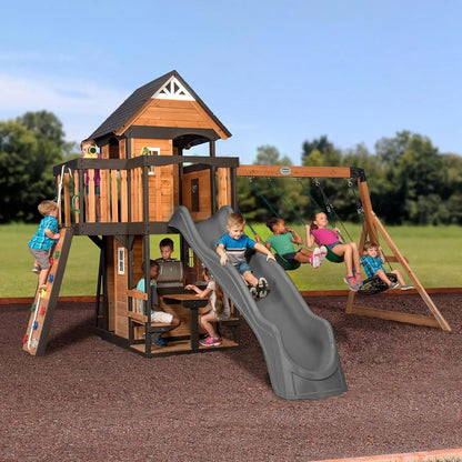 Canyon Creek Cedar Wood Swing Set with Clubhouse