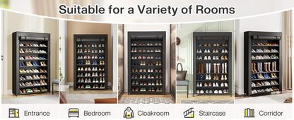 10 Tier Shoes Rack Organizer with Cover