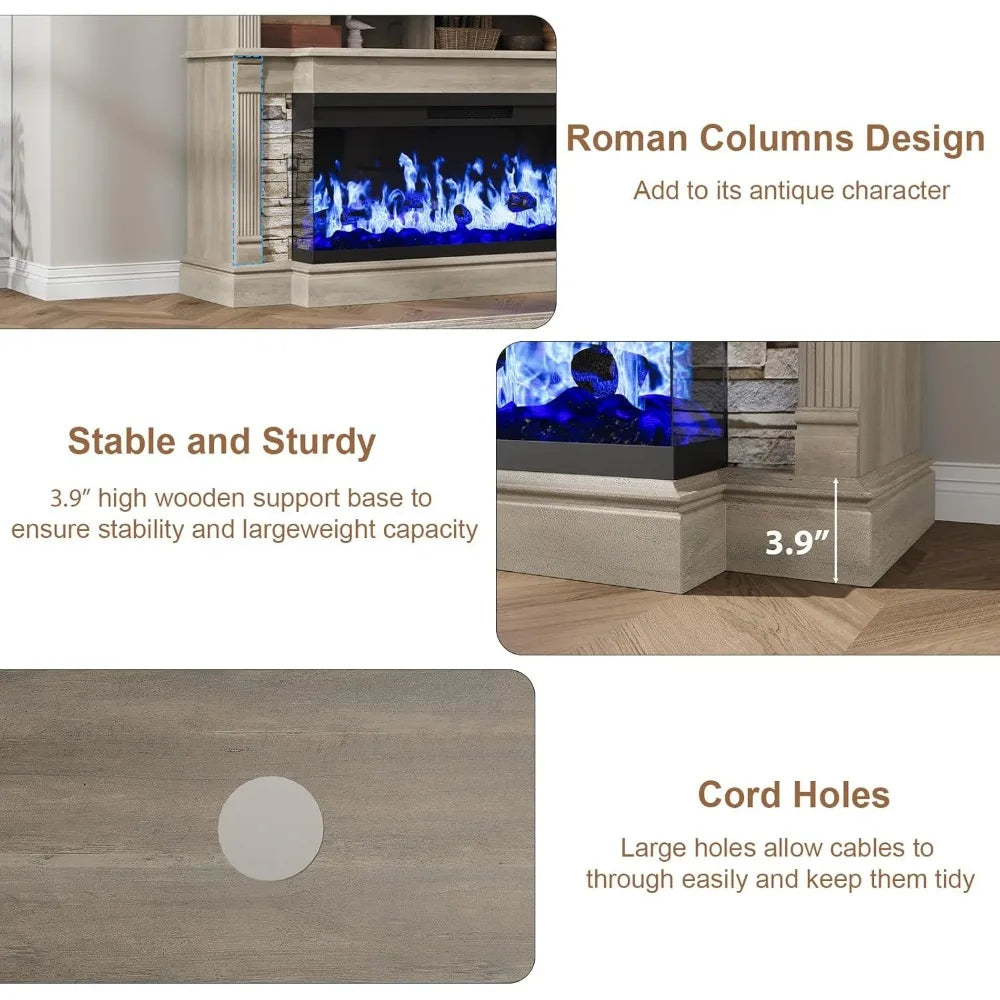 52" Fireplace Entertainment Center with 36" Electric Fireplace