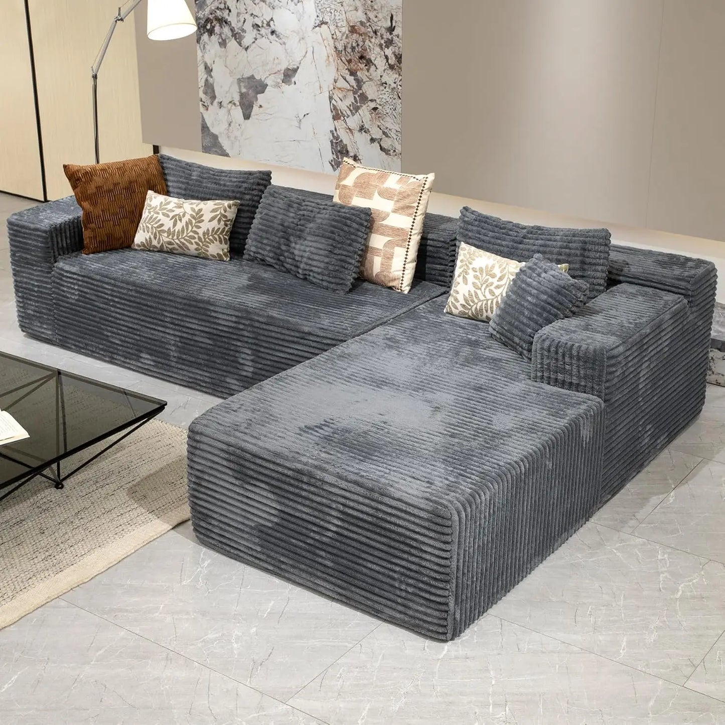 104" Black sectional couches