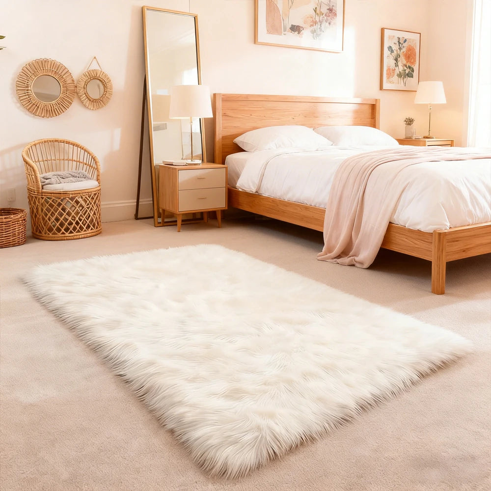 10x12 Fluffy Black Sheepskin Area Rug