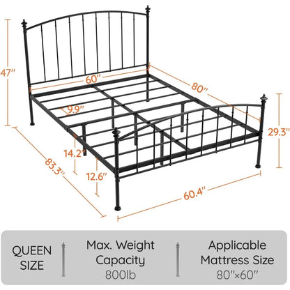 All Size Metal Platform Bed Frame, Victorian Wrought Iron-Art Design