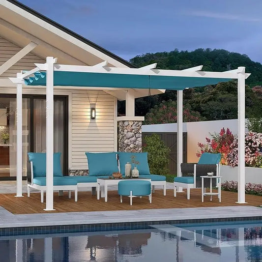 10' X 13' Outdoor Aluminum Heavy-Duty Retractable Pergola
