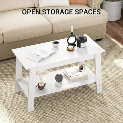 Rustic Farmhouse Wood Coffee Table with Storage Shelf