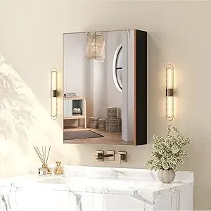 Fully Assembled 24x32 Inch Bathroom Mirror with Storage,