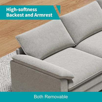 117" Oversized Sectional Sofa with Movable Ottoman