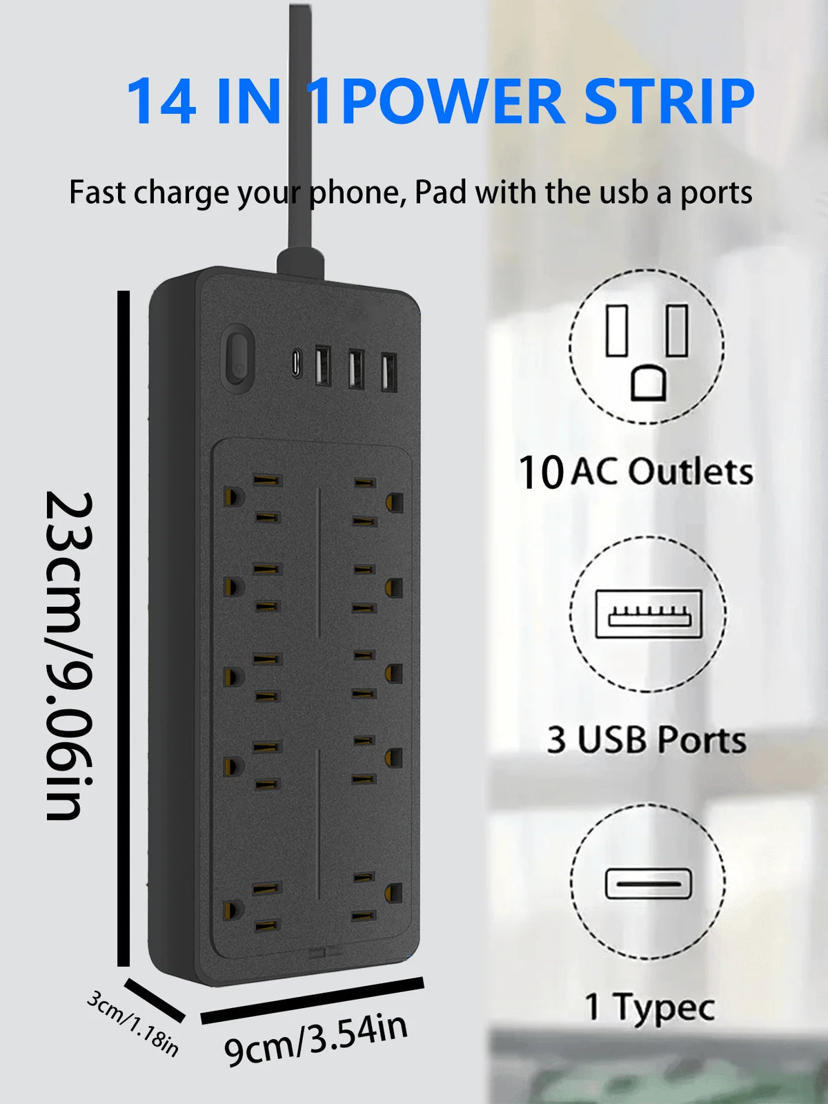 Power Strip Surge Protector 14 in 1 Multi Outlet Extender