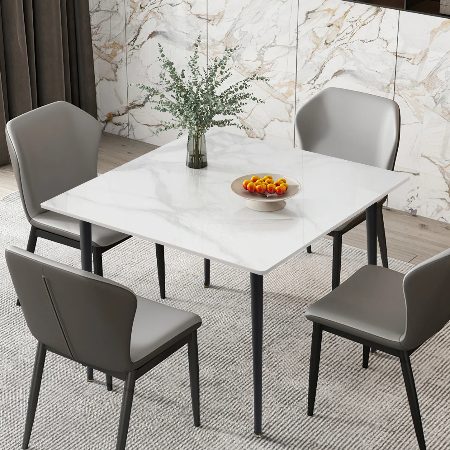 Dining Table Stone Top with Metal Frame
