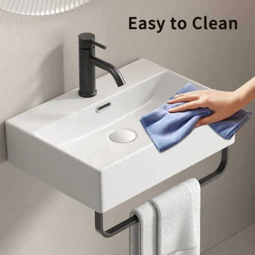 Small Wall Mount Bathroom Sink with Faucet Hole